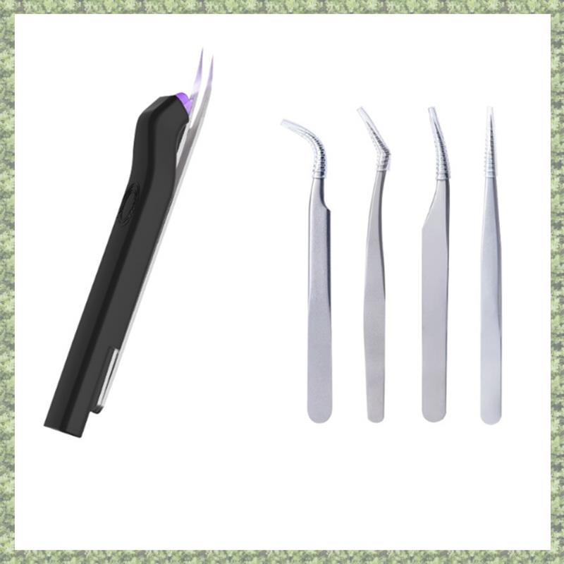 Pinça De Cílios Com Luz Led Lâmpada De Extensão Portátil UV Lash Cola Em Pinças Plugue Da Ue