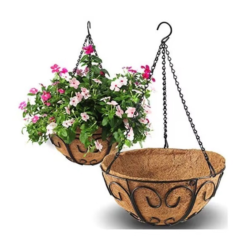 Vaso Suspenso Ferro e Fibra de Coco Para Plantas Cesta Suspensa Jardim 25cm / 30cm CHUANGJIE