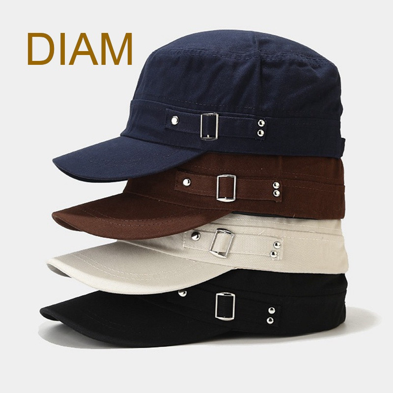 Boné de Beisebol Masculino Estilo Militar Vintage em Denim com Detalhes em Diamante, Boné Militar de Algodão, Chapéu de