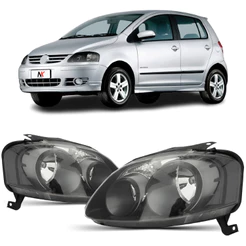 Par/Un Farol Dianteiro Fox 2006 2007 2008 2009 Foco Duplo Máscara Negra