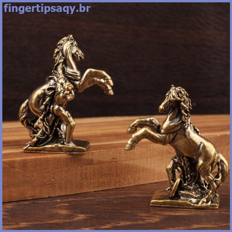 FINGE 1PC Metal Artesanato Decorações Para Casa Estátua De Cavalo Do Zodíaco Chinês Bronze Decoração Sala Estar Mesa Chá
