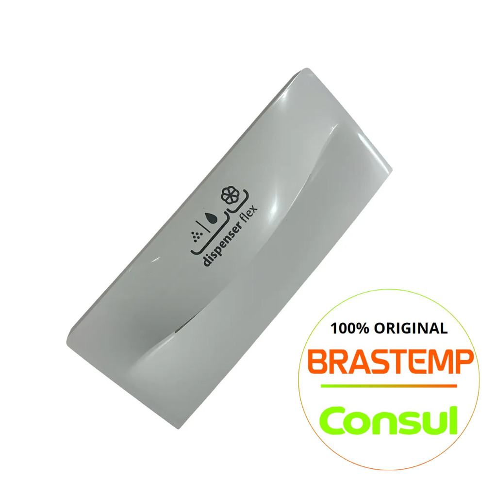 PUXADOR TAMPA DISPENSER LAVADORA BRASTEMP CONSUL ORIGINAL - BWL09B - BWB08A - BWJ09A - (DEMAIS MODELOS NA DESCRIÇÃO)