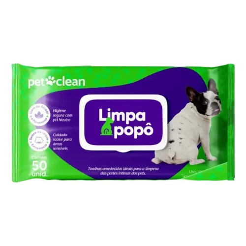 Toalhas Umedecidas Pet Clean Limpa Popo Caes Gatos 50un