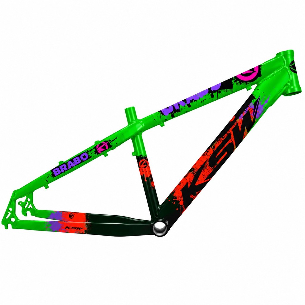 Quadro Freeride Aro 26 ksw Aluminio Bmx Grau Bike Cor VERDE/PRETO AD. PTO/VRM/RSQuadro 13.5