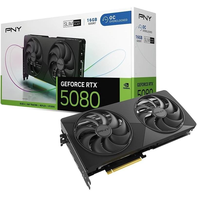 PNY NVIDIA GeForce RTX ™   Placa de Vídeo OC 5080 Slim Dual-Fan, Dual-Slot (16GB