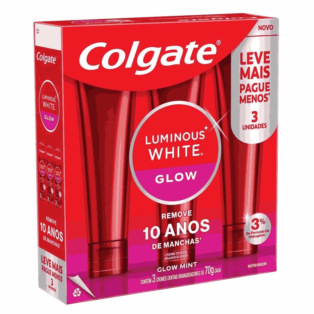 Creme Dental Colgate Luminous White Glow 70g 3un