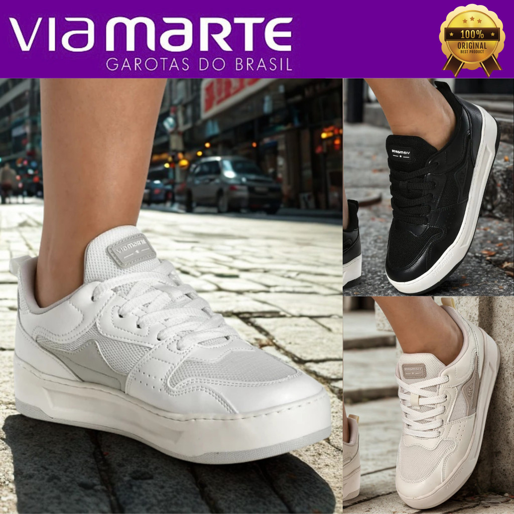 Tênis Via Marte Feminino Plataforma Confortável Leve Macio Casual Dia a Dia Street Urban Original
