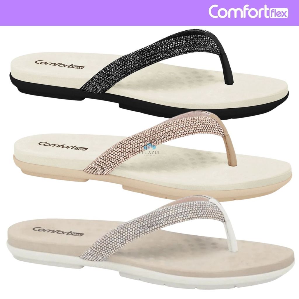 Chinelo Comfortflex Feminino Dedo Strass Glitter Conforto em Oferta na Shopee