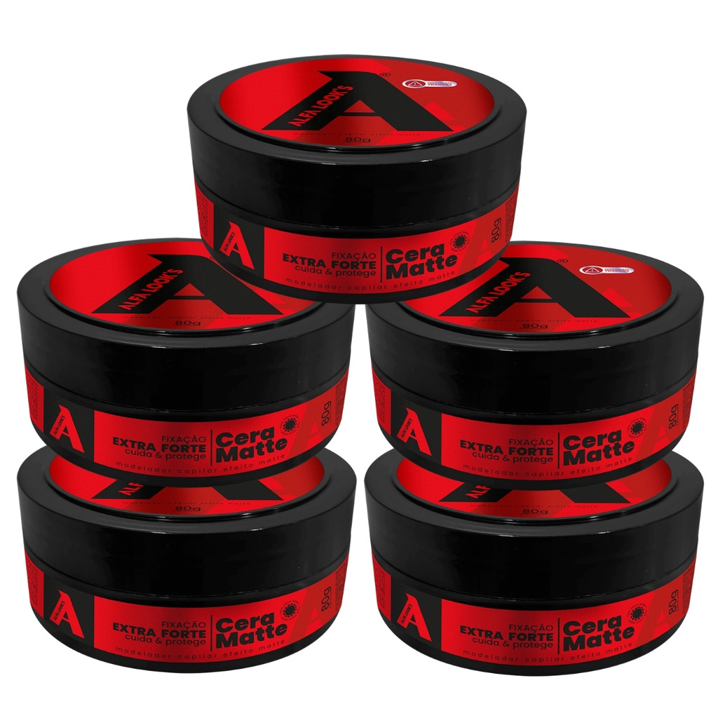Cera Modeladora Efeito Matte Alfa Looks 80g - Kit 5 Unidades