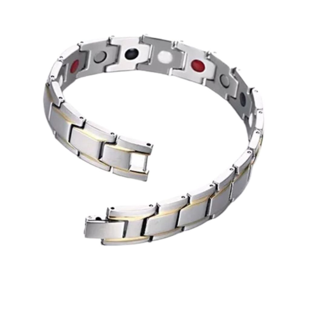 Pulseira Bracelete Magnético Aço Inox Unissex Elegante Prata Luxo Ajustável Sofisticado Regulável em Oferta na Shopee