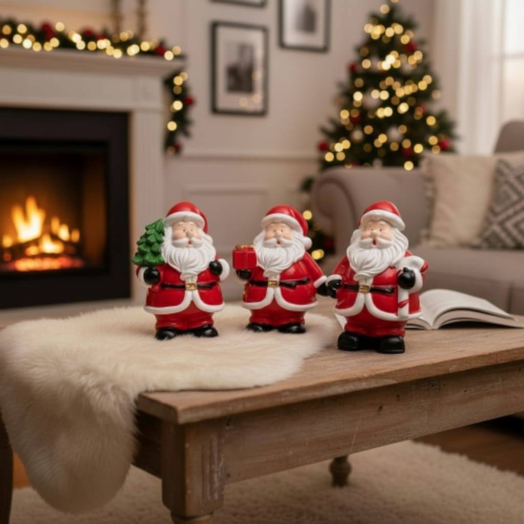 Enfeite Decorativo Natalino Resina Papai Noel e Arvore 8 CM — imagem 2 de 2