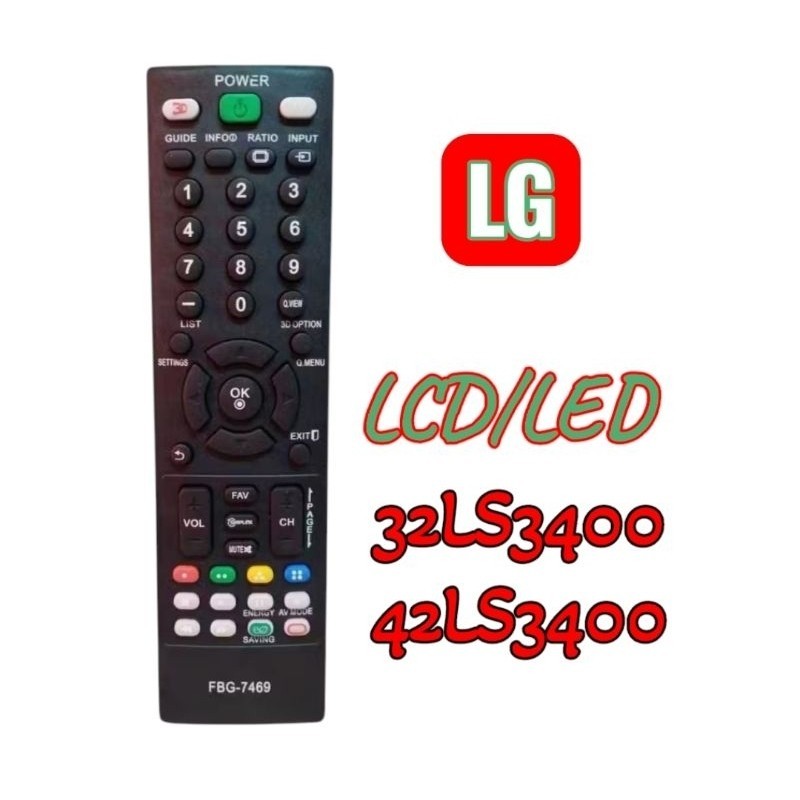 Controle Remoto Compatível Tv LG LCD LED 32LS3400 / 42LS3400 FBG-7469