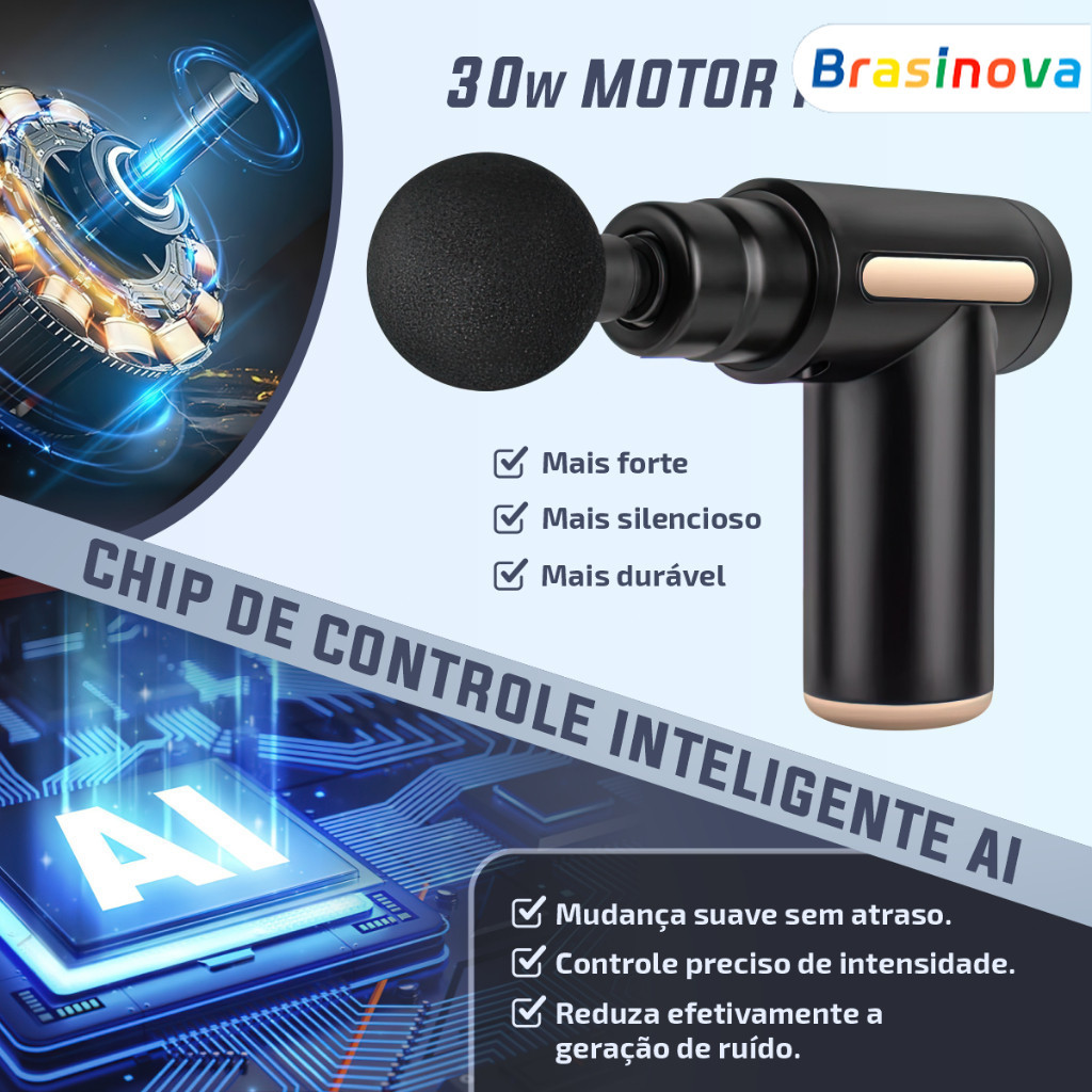 Pistola de massagem muscular de alta frequência com massageador portátil elétrico profissional