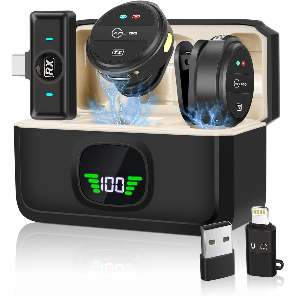 Microfone de Lapela Wireless Techno Pro Para Gravar Vídeos Vlog TikTok Cancelamento de Ruído Tipo-C/iPhone