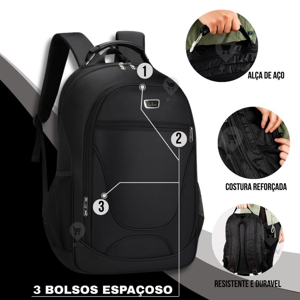 Mochila Escolar Bolsa Universitária Masculina Viagem Impermeável Feminina
