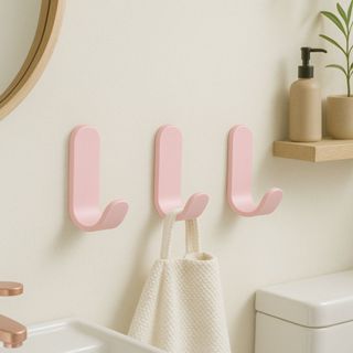 Kit Cabide Gancho de Parede com Fita Dupla Face 3M para Toalhas Banheiro Cor Rosa em Oferta na Shopee