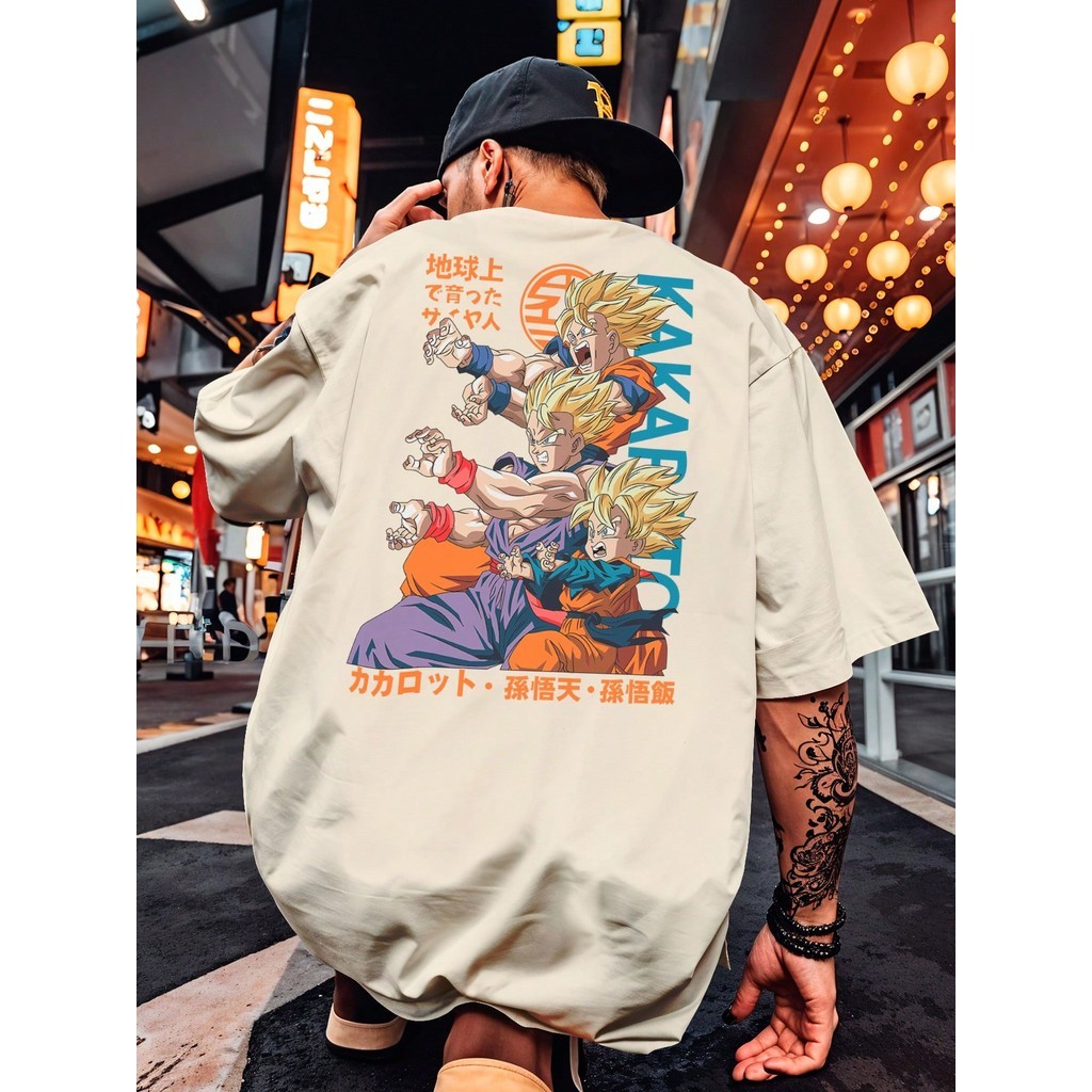Camiseta Básica Streetwear Dragon Família Z Goku Gohan Pan Personagem Anime Série !00% Algodão Geek.