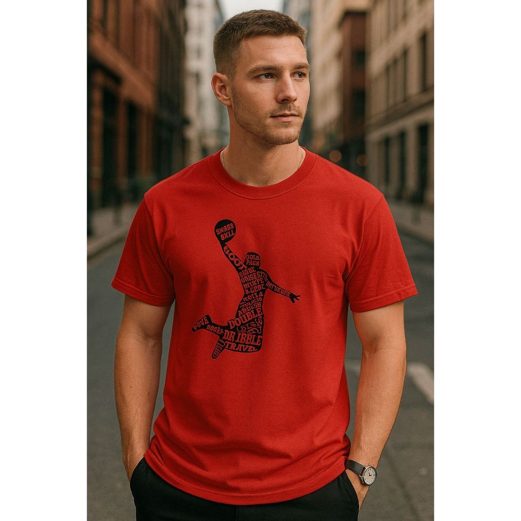 Camiseta Masculina Streetwear Basquete Estampa Criativa Casual Confortável