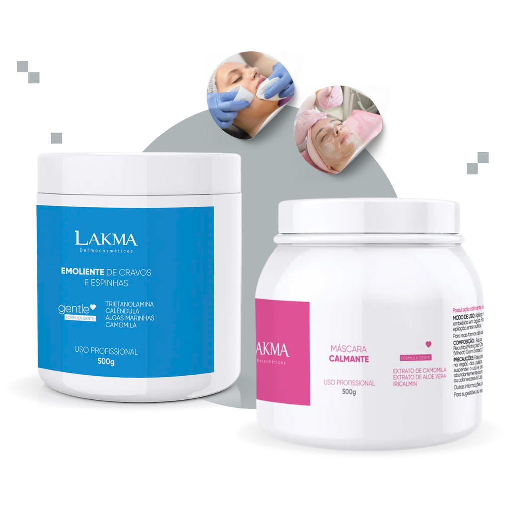 Kit Lakma: Creme Emoliente De Cravos 500g + Máscara Calmante 500g Limpeza de Pele