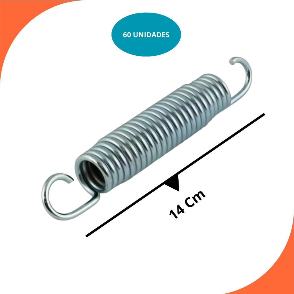 Kit 60 Molas Galvanizadas para Cama Elástica - 14cm - Alta Resistencia!!!