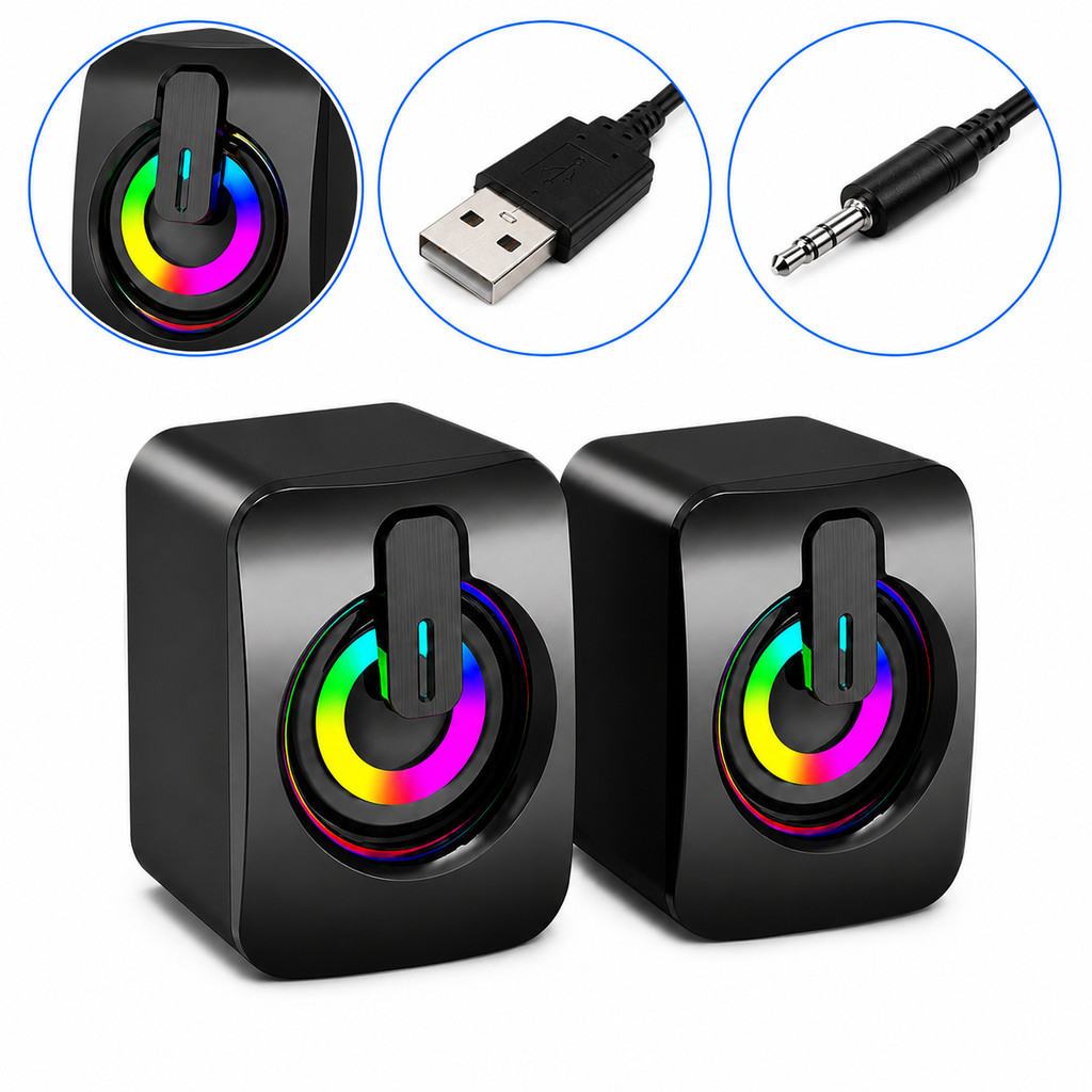 Caixa de Som Computador Notebook RGB USB P2 Gamer