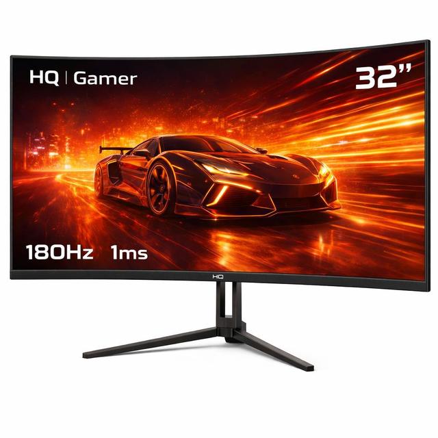 Monitor Gamer HQ Ultra 32" Curvo 1ms, 180Hz, Quad HD (QHD) - 2560x1440, AMD FreeSync, HDMI, DP, HQ32C180