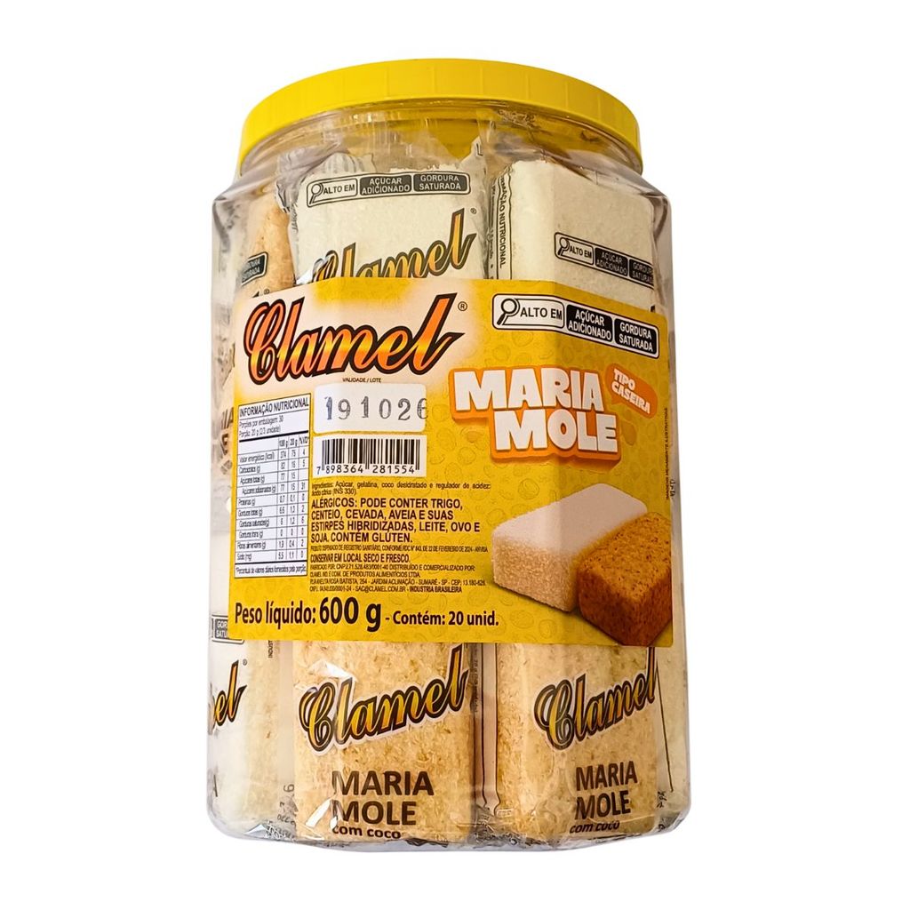 Doce Maria Mole com Coco Tipo Caseira Clamel Pote c/20 Unid. embalados - Festa Junina Atacado