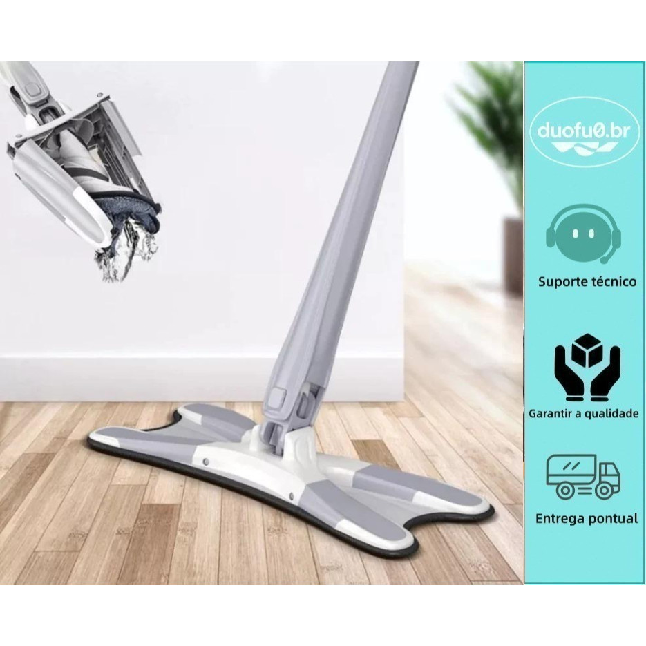 Esfregão rotativo para limpeza, torção seca, microfibra, multiuso, limpeza de piso, cozinha, vassoura mágica de borracha