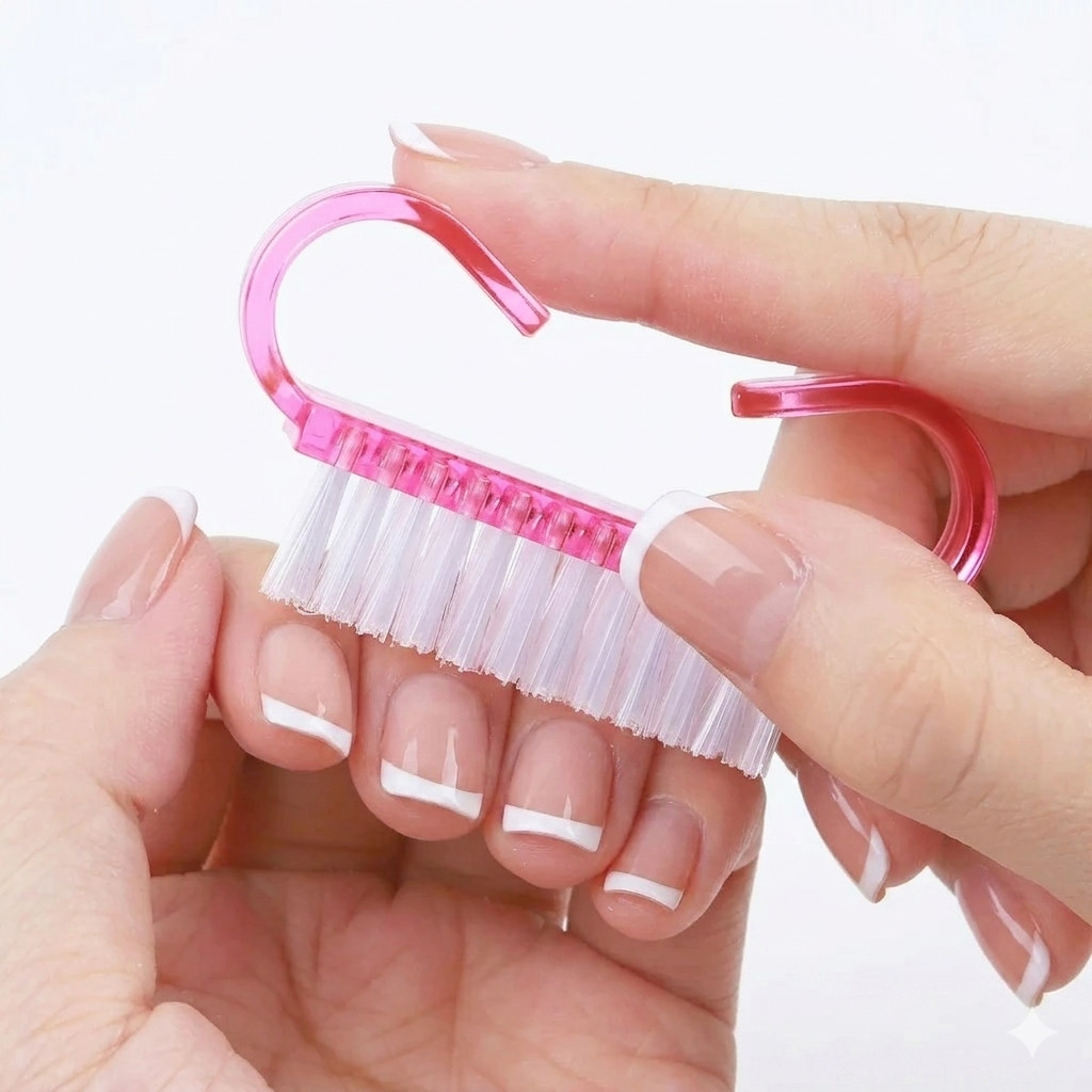 Escovinha de Unhas de Plástico com cerdas de NYLON e cabo anatômico deslizante