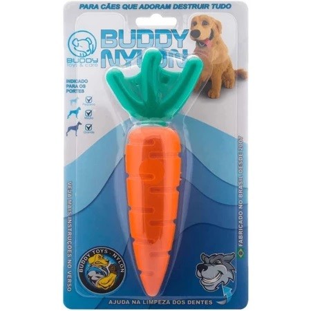 Brinquedo Pet para Cães Mordedor Resistente Cenoura Nylon Buddy Toys