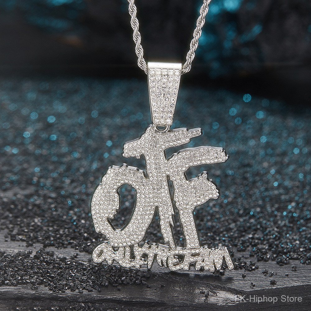 Novo Colar Hip Hop Com Pingente De Letra OTF, Colar De Liga Com Diamantes, Colar Miami, Colar Masculino