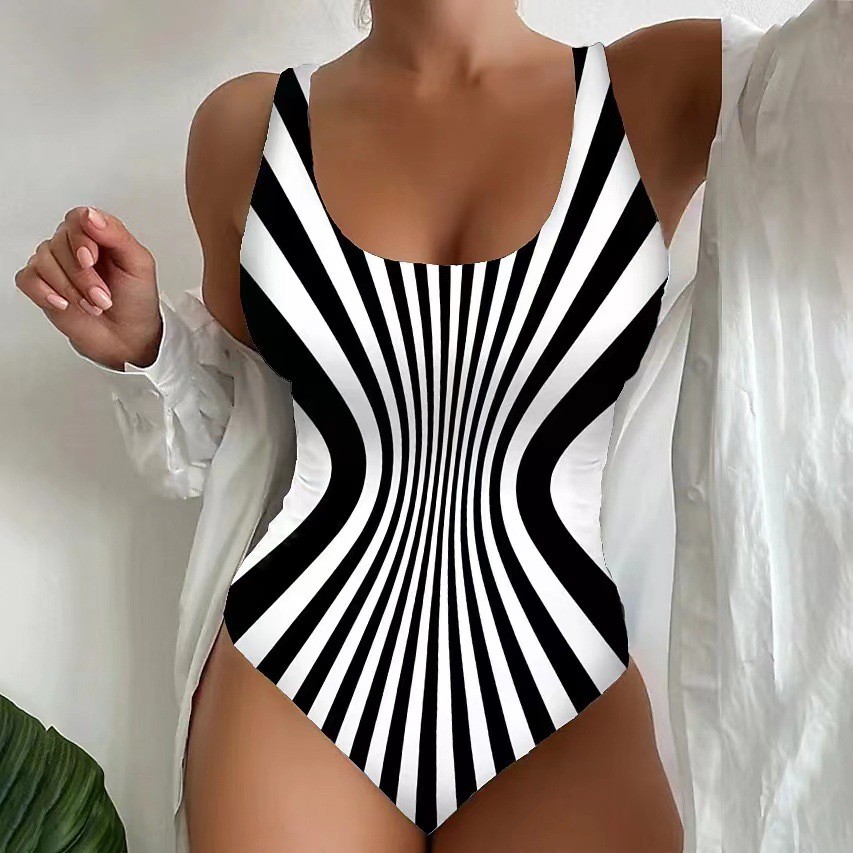 Maiô feminino de peça única S-5XL / Maiô listrado de peça única / Biquíni de secagem rápida / Biquíni feminino plus size