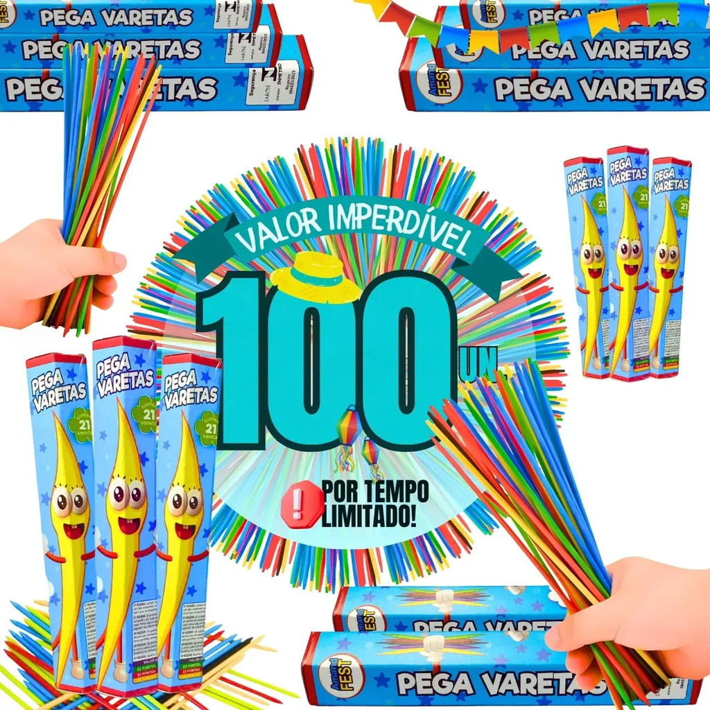 Kit 100 Jogo Pega Vareta Festa Brinde Presente Black Friday
