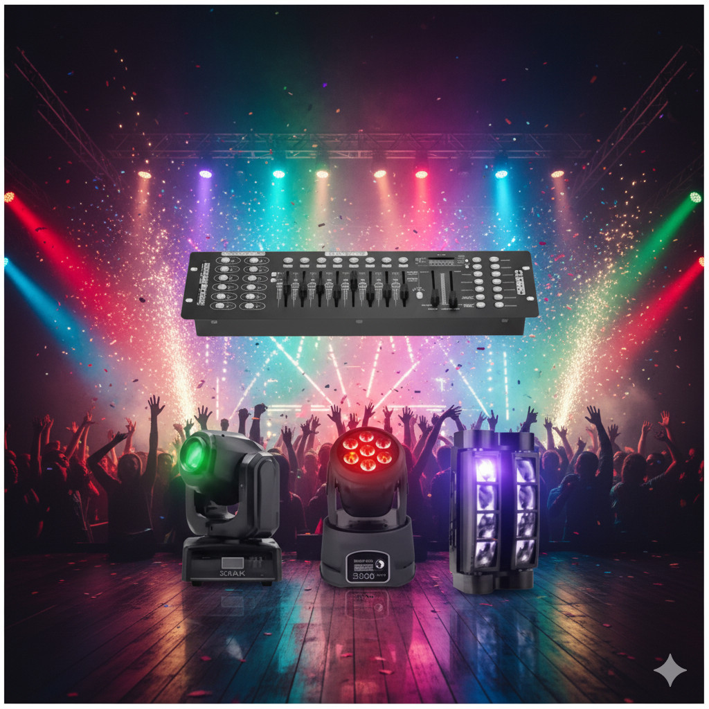 Mesa Controladora DMX 512 Canais KT-512 Profissional Iluminação Palco DJ Shows Eventos Fácil Controle Luzes Evento
