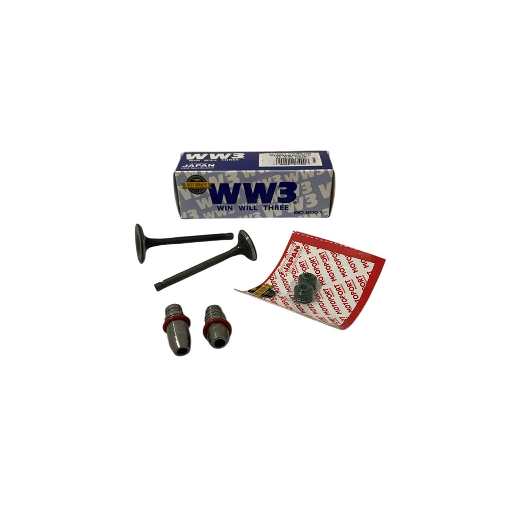 KIT VALVULA GUIA E RETENTOR (6PCS) WW3 COMPATIVEL COM YBR 125 FACTOR 125 RETEN. VERDE