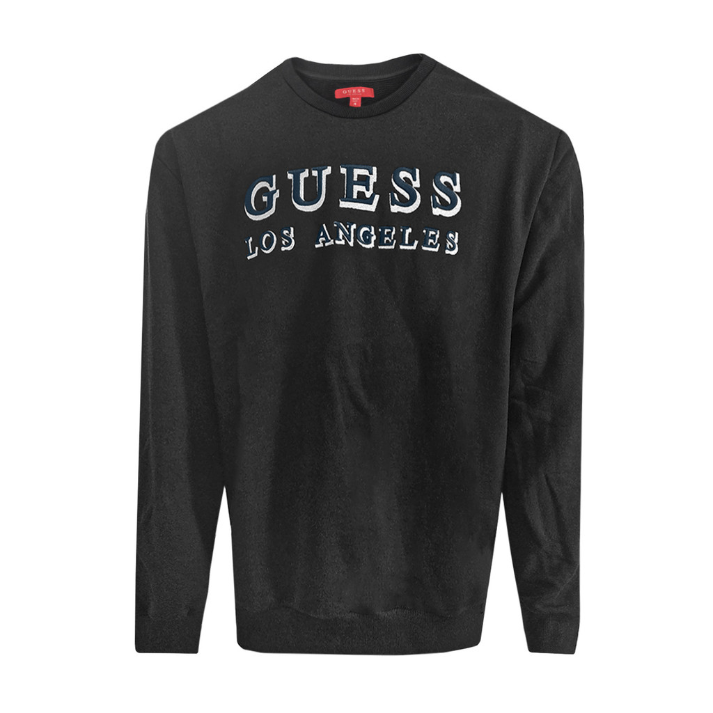 Moletom Guess Masculino Crewneck Embroidered Los Angeles Preto