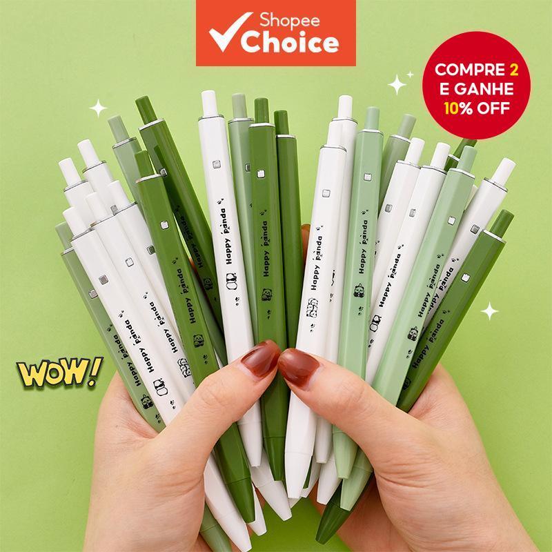 Conjunto De Canetas De Gel Panda Feliz Fofo De 4 Unidades-Tinta De Secagem Rápida De 0.5 Mm Para Estudantes , Papelaria 