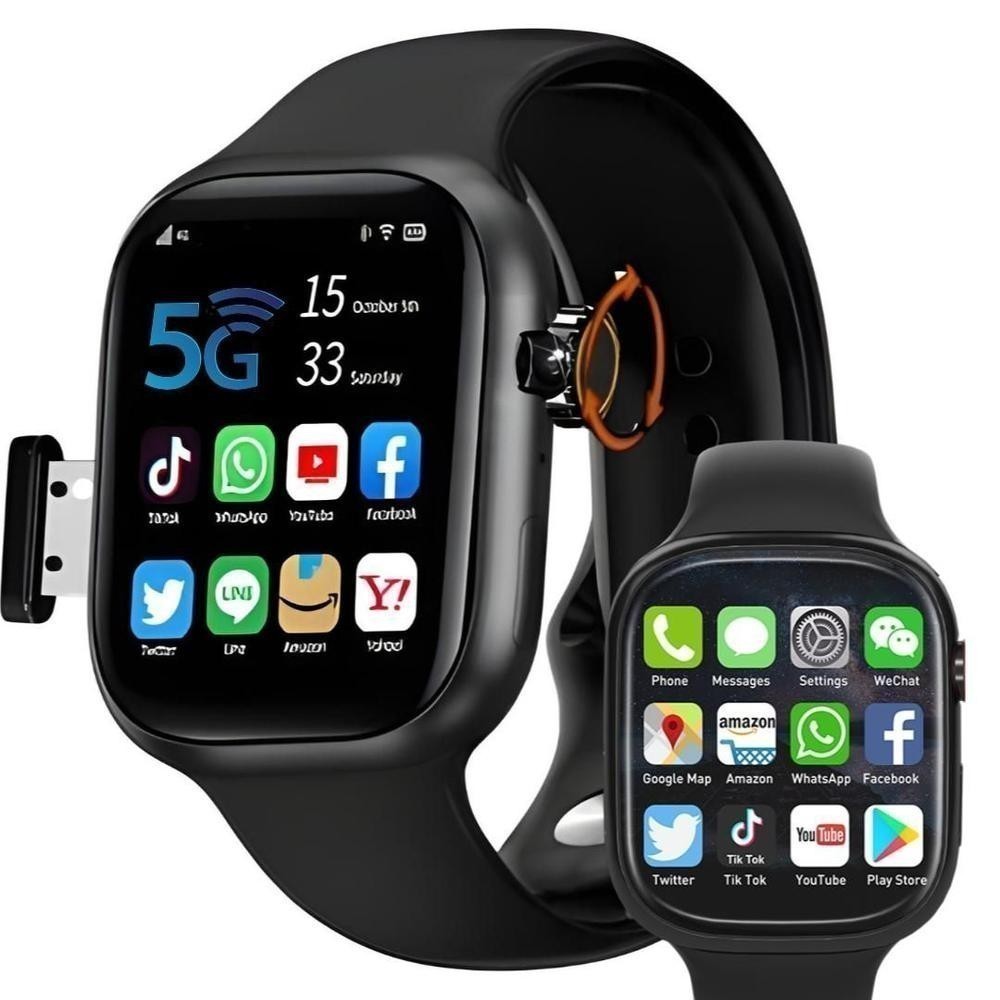 Relógio inteligente WearFit Pro 64GB Chip 5G Preto Câmera rotativa Celular d Pulso Wifi Smartwatch Android PlayStore