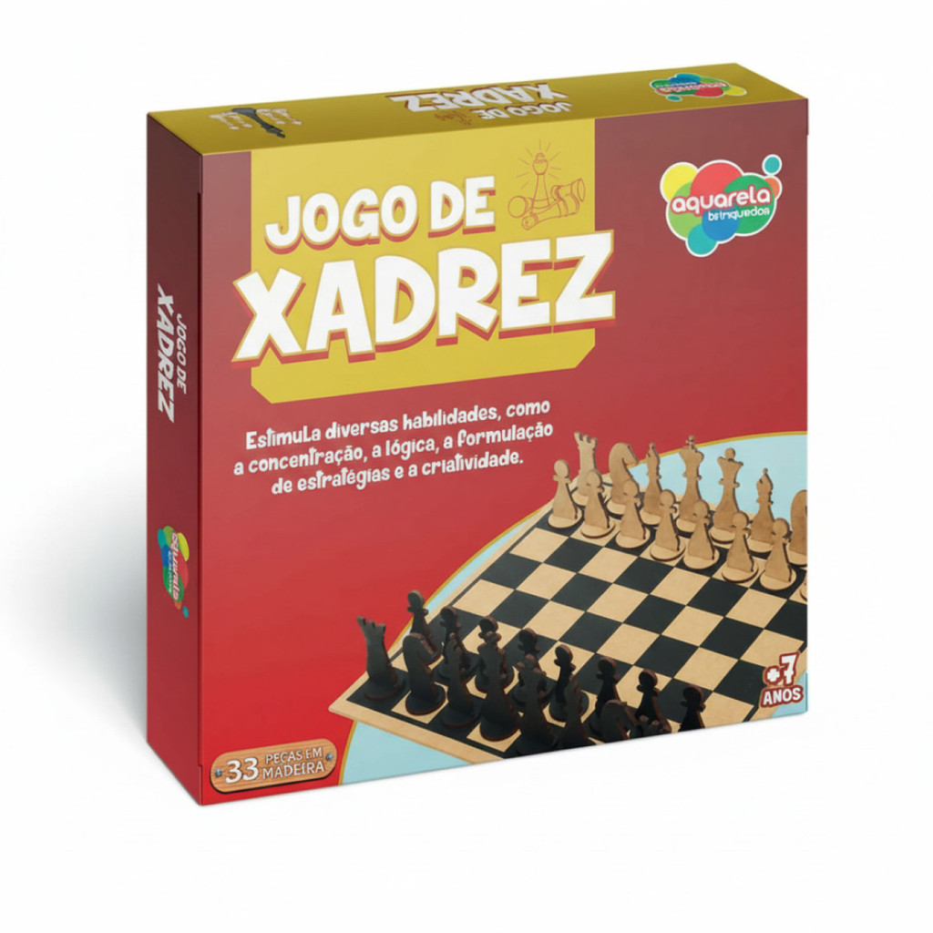 Jogo de Xadrez Profissional Tabuleiro Madeira MDF Peças Clássico Estratégia Educativo