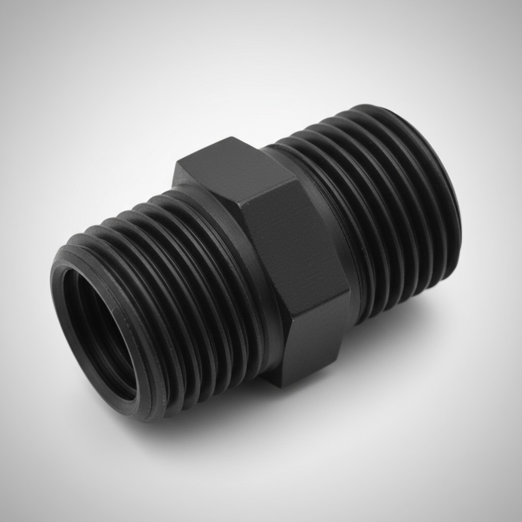 Niple Rosca 1/2x1/2 Duplo Sextavado 304 Metal Black/preto Preto Fosco