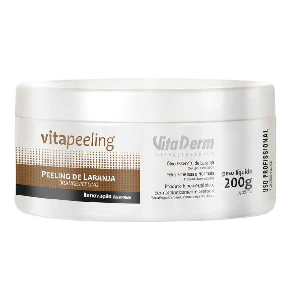 Esfoliante e Peeling Facial Corporal de Laranja Vita Derm 200g Profissional Facial Serum Limpeza de Pele