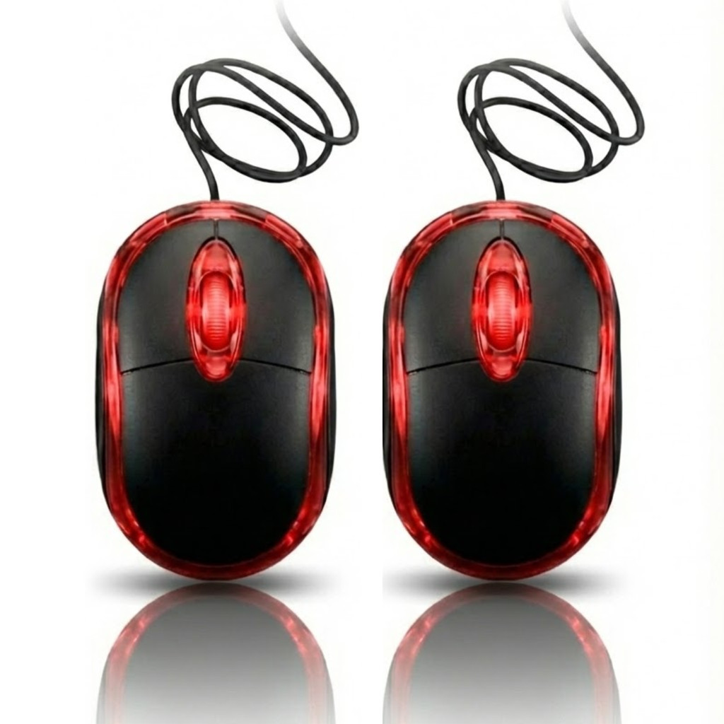 Kit 2 Mouse Usb Com Fio Óptico 3 Botões 1000DPI Para Notebook e Computador em Oferta na Shopee