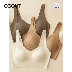 Conjunto de sutiã esportivo respirável sem costura de três peças feminino