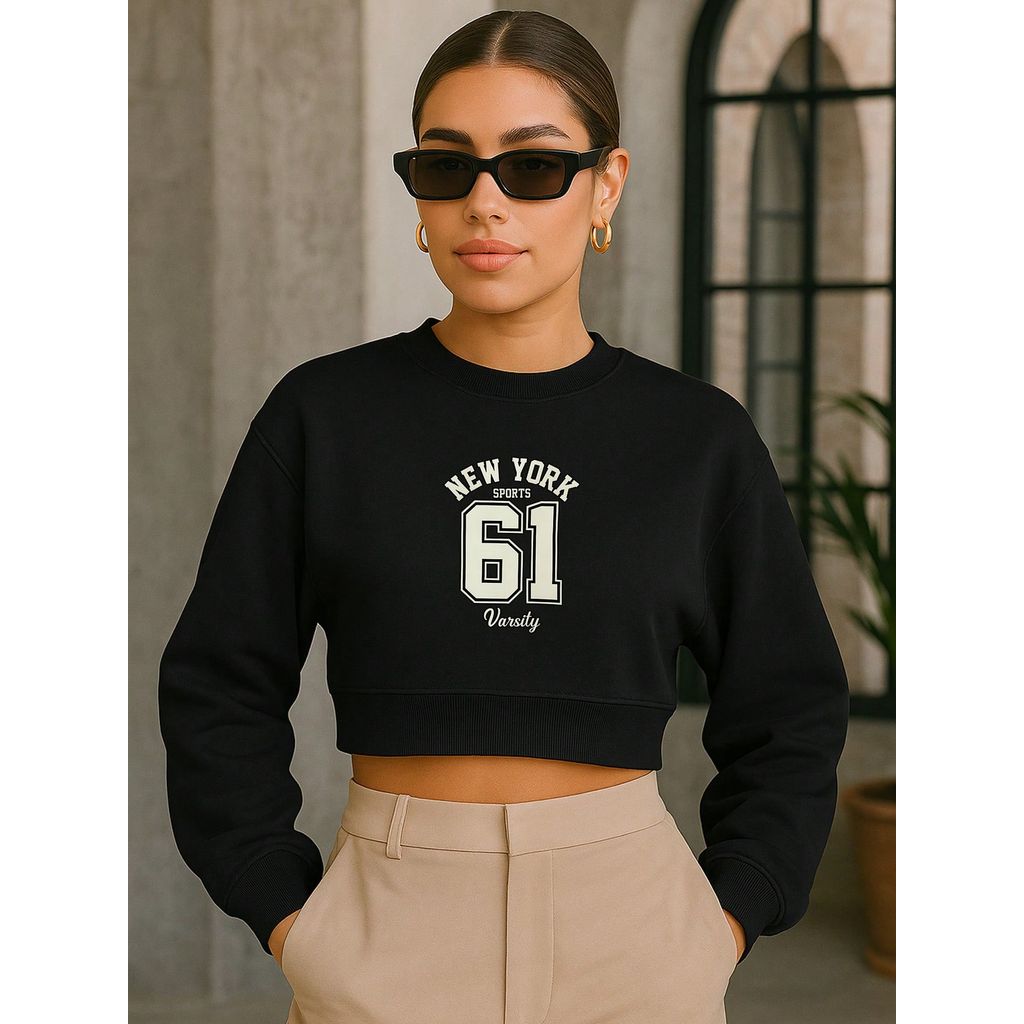 Cropped Moletom Feminino New York Varsity College Streetwear Street Urban Fofo Tumblr Estiloso Várias Cores
