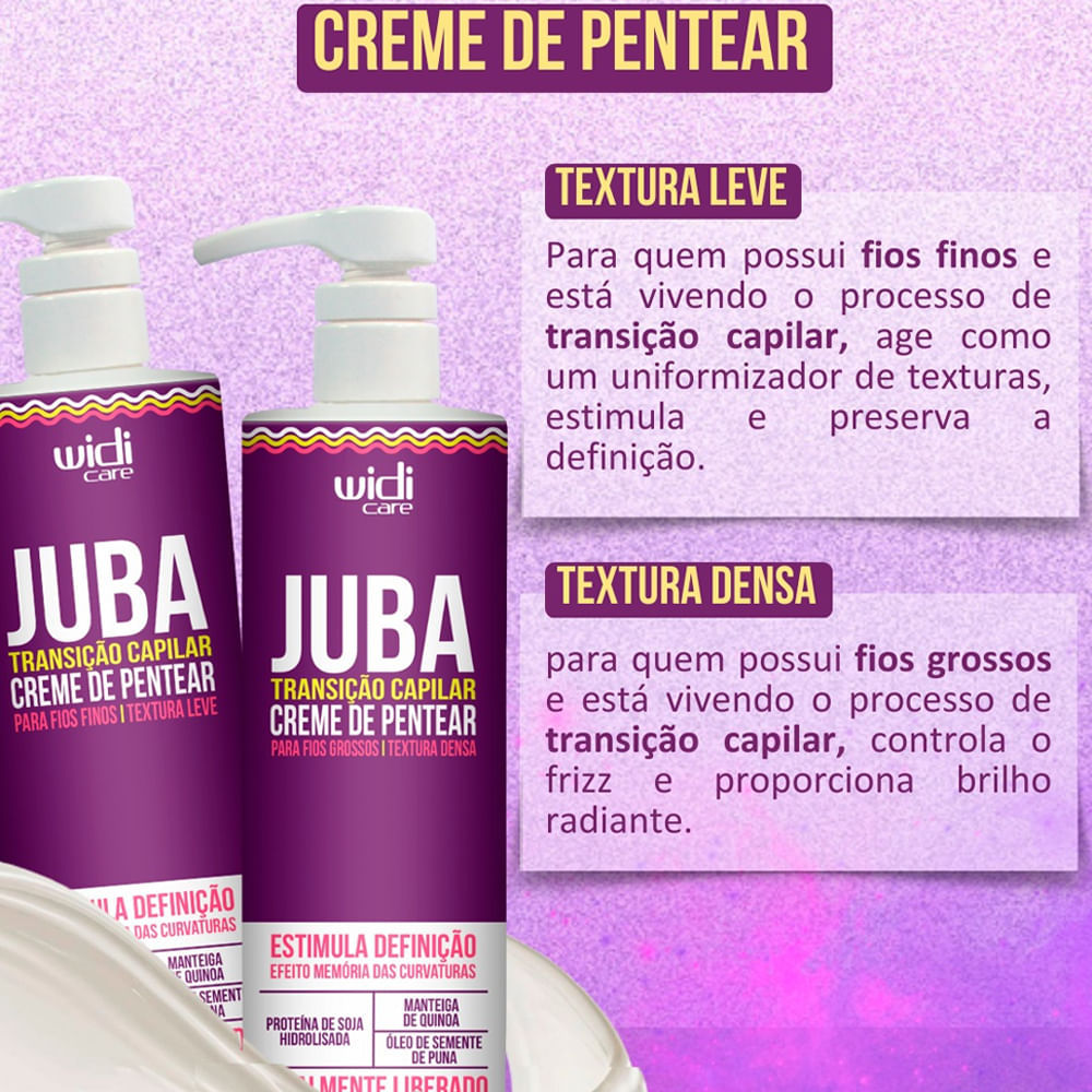 Detalhes do Creme Para Pentear Widi Care Juba Transição Capilar Textura Densa 500ml