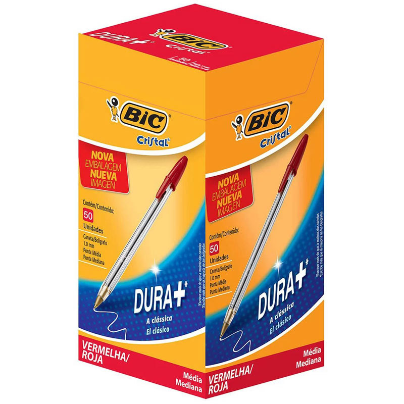 Caneta esferográfica Cristal 1.0mm Vermelha caixa com 50 unidades Bic em Oferta na Shopee
