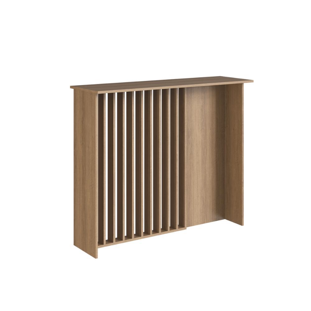 Ilha Bancada para Cozinha 120cm BC1200 Cor Mel com Painel Ripado Bahia - Art In