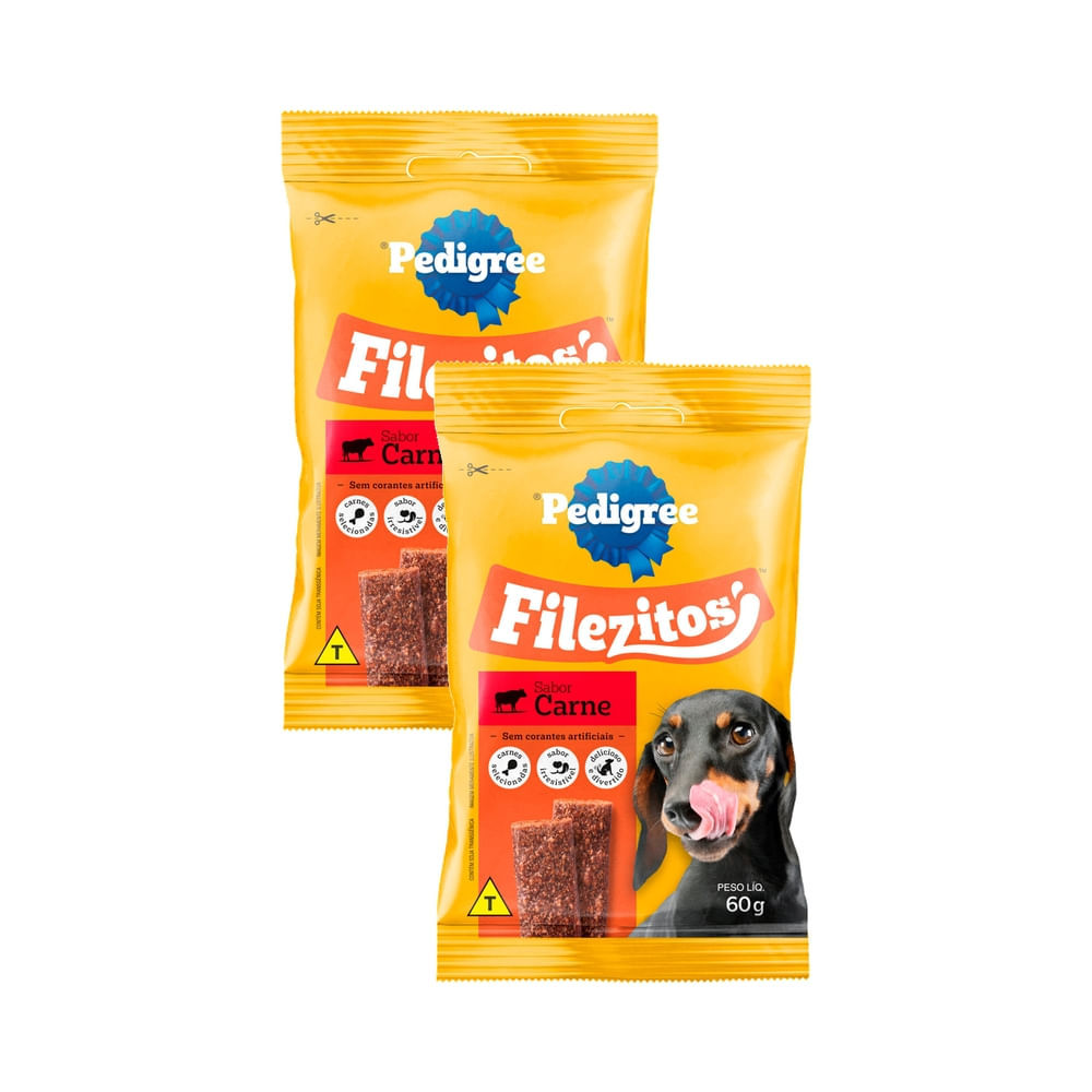 Kit 2 Filezitos para Cães Pedigree Sabor Carne 60g em Oferta na Shopee