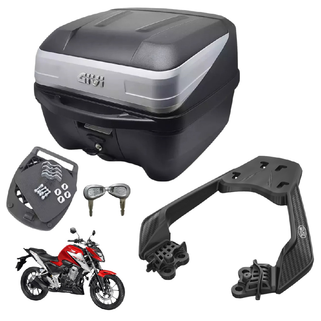 Bau De Moto Givi 33L Traffic E Bagageiro Scam Fiber force Honda CB 300F Twister 2023 A 2026 Bauleto Top Case Kit