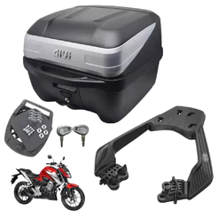 Bau De Moto Givi 33L Traffic E Bagageiro Scam Fiber force Honda CB 300F Twister 2023 A 2026 Bauleto Top Case Kit